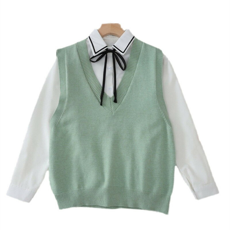 スクールベスト ニットベスト 制服 学生服 高校生 JK DK 女子高生 チョッキ 通学 通勤 Vネック 無地 ゆったり カジュアル 入学式 卒業式 春秋 お洒落 重ね着