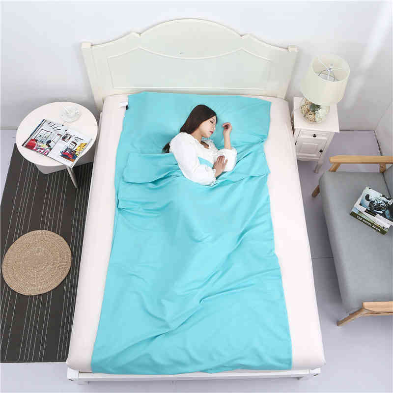 インナーシュラフ 軽量 寝袋 インナーシーツ トラベルシーツ 封筒型 丸洗い コンパクト キャンプ 車中泊 山小屋 収納袋付き 旅行 ホテル用 防災用品