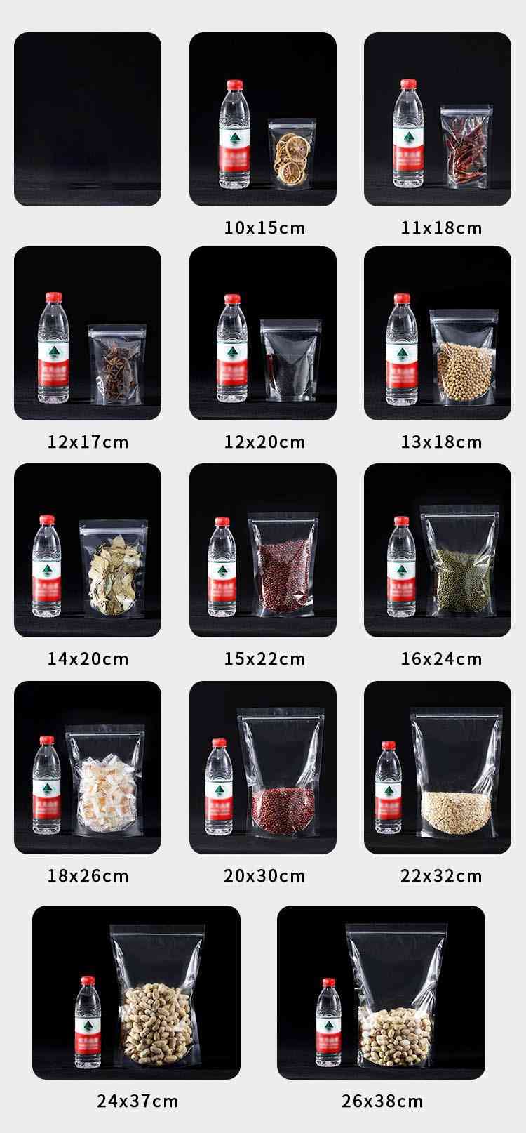 ビニール袋 自立袋 チャック付 保存袋 透明袋 キッチン用品 食品袋 ジッパー付き袋 包装バッグ 防湿 防水 小分け袋 保存用 防カビ 家庭用 業務用 収納袋 小物入れ