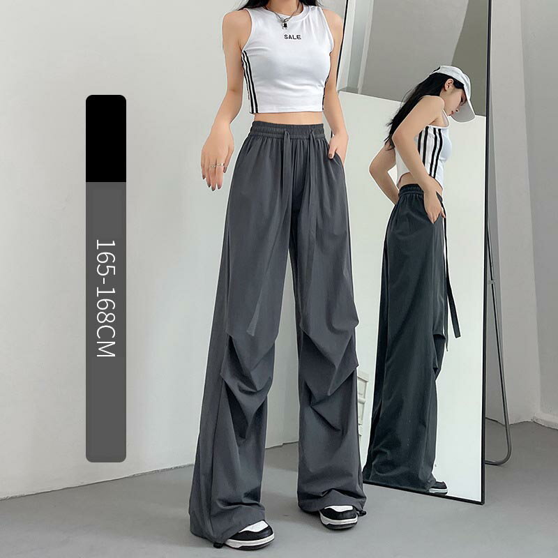 Rakuten - 2丈が選べる スウェットパンツ ハイウェスト カーゴパンツ レディース ダンスパンツ ヒップホップ 軽量 通気性 涼しい 吸湿速乾 薄手 ワイドパンツ 練習着 原宿系 カジュアルパンツ 作業ズボン ウエストゴム