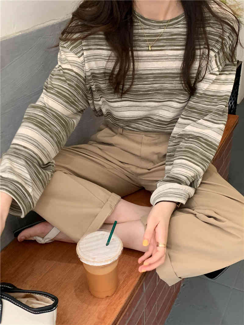 樂天商城 - レディース カットソー 長袖Tシャツ トップス ボーダー 薄手 春夏秋 インナー ロンT 長袖 tシャツ リラックス ゆったり 通勤 通学 学生 女性用 お洒落