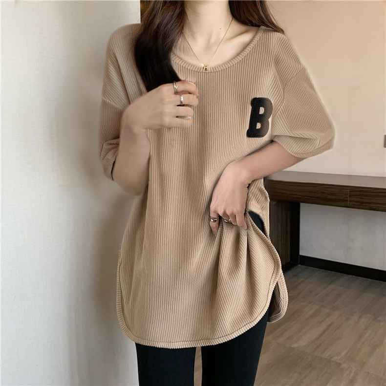 Rakuten - 半袖/長袖 tシャツ カットソー レディース トップス スリット 春夏秋冬 ゆるTシャツ インナー 重ね着 レイヤード 薄手 ロンT クルーネック ゆったり シンプル