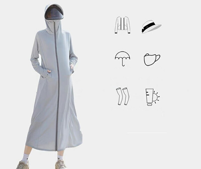 uv パーカー ロング レディース ツバ付き 冷感パーカー ラッシュガード ポケット 超ロング 体型カバー UVカット 紫外線対策 全身カバー