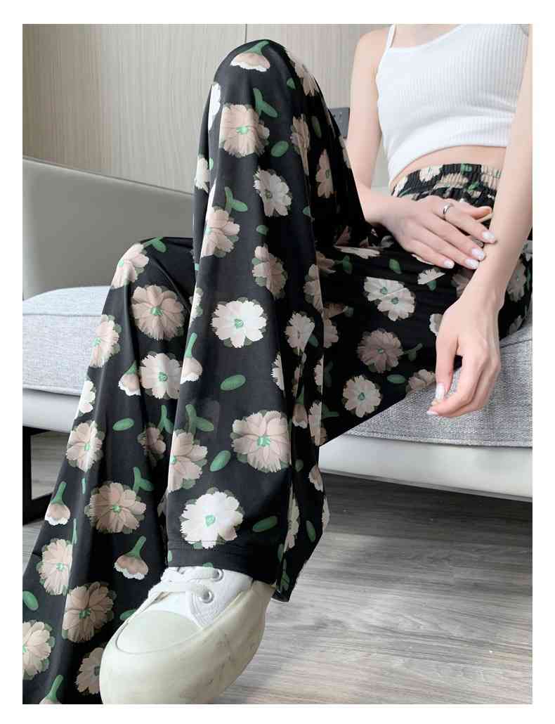 ワイドパンツ レディース 接触冷感 アイスシルクパンツ ロング丈 薄手 無地 ストレートパンツ 通気性 着心地いい 体型カバー きれいめ