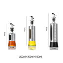 3本セット オイルボトル 目盛り付 500ml 300ml 200ml 漏れ防止 液だれしない ガラス ステンレス オイラー オイルポット ビネガーボトル