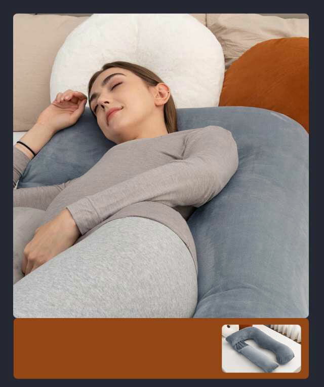 U字 抱き枕 取り外し可 多機能 妊婦クッション 安眠枕 快眠 肩こり 腰痛 いびき対策 マタニティ 授乳クッション 大きい 洗える 普段使い [3]