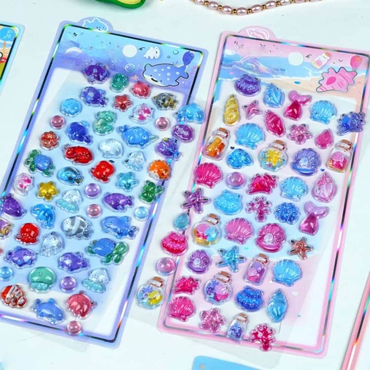 水筒 シール手帳 4枚セット 立体シール ぷくぷくシール 3Dシール ぷくぷくシール 立体シール つやつやシール キャラクターシール かわいいシール 日記シール ぷくぷくシール ペン 手芸用品 鏡デコ