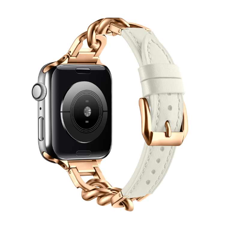 Linkage楽天市場店のApple Watch バンド 本革 レザー ステンレス チェーン アップルウォッチバンド Apple Watch ベルト 高級 レディース メンズ 替えバンド 革 シルバー ゴールド かわいい おしゃれ 49mm 45mm 44mm 42mm 41mm 40mm 38mm series 9 8 ultra 7 SE2 6 5 4 3 2 1 対応 上品｜アングル3