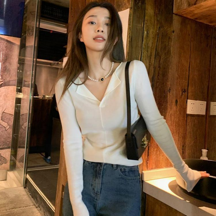 Linkage楽天市場店のニット トップス レディース 秋 冬 長袖 ニット プルオーバー Vネック ニットセーター ニッソー インナー レイヤード カジュアル きれいめ 春 秋 冬 秋冬 オフィス 送料無料｜アングル3