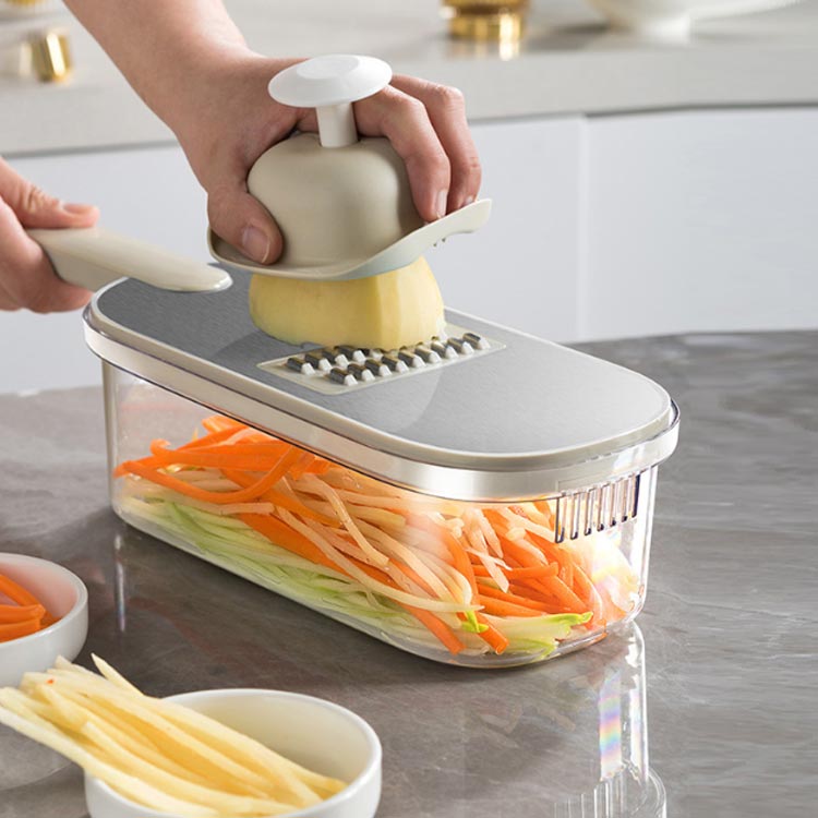 野菜スライサー セット 1台6役 ステンレス スライサー 千切りスライサー 千切り器 おろし器 多機能 野菜調理器 安全ホルダー付き 透明収納ケース 時短調理 抗菌 衛生 送料無料 linkage-10006270 Linkage楽天市場店 サンプル画像2