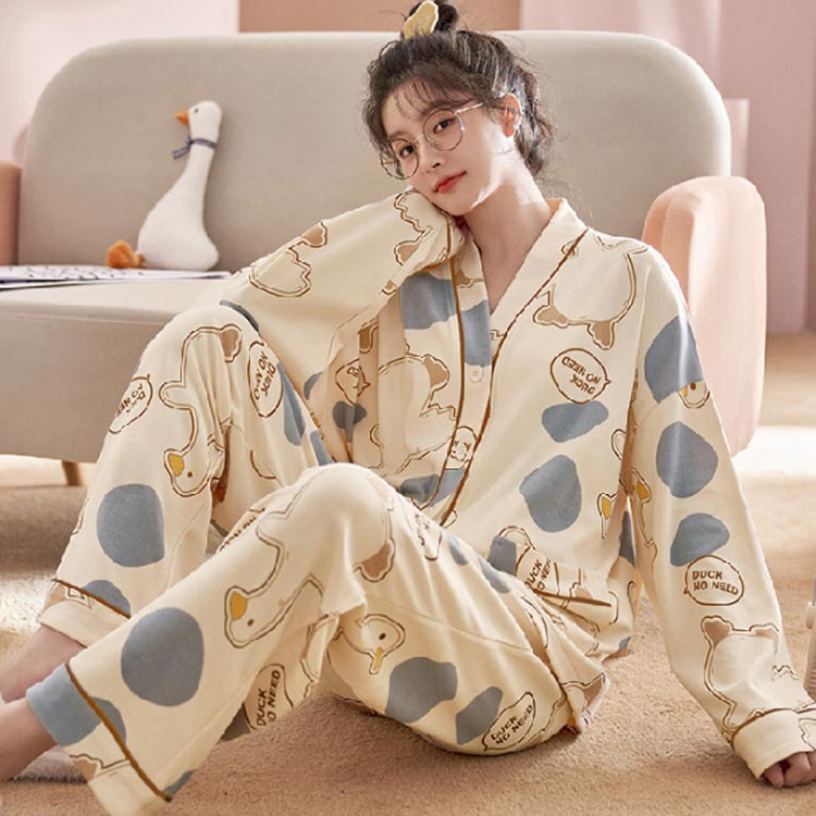 パジャマ レディース 前開き 長袖パジャマ 上下セット 全14タイプ おしゃれ かわいい ドット柄 アニマル柄 ゆったり Vネック 部屋着 ルームウェア ウエストゴム ポケット付き 可愛い 秋 冬 春 夏 送料無料