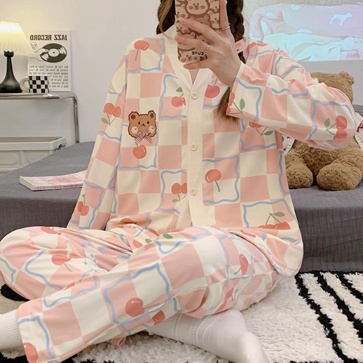 パジャマ レディース 前開き 長袖パジャマ 上下セット 全14タイプ おしゃれ かわいい ドット柄 アニマル柄 ゆったり Vネック 部屋着 ルームウェア ウエストゴム ポケット付き 可愛い 秋 冬 春 夏 送料無料