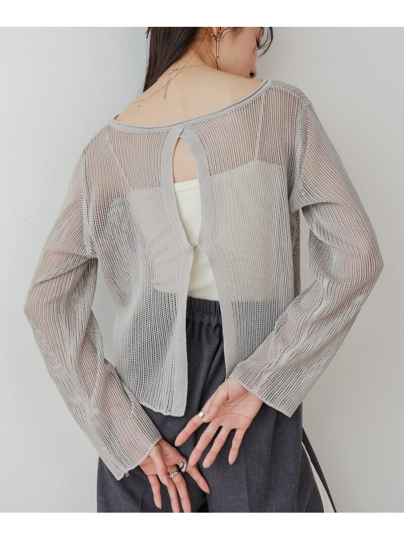 Rakuten - 【SALE／20%OFF】バックデザインメッシュニットトップス Bab バブ / ブージュルード トップス ニット ピンク ブラック グレー【RBA_E】[Rakuten Fashion]