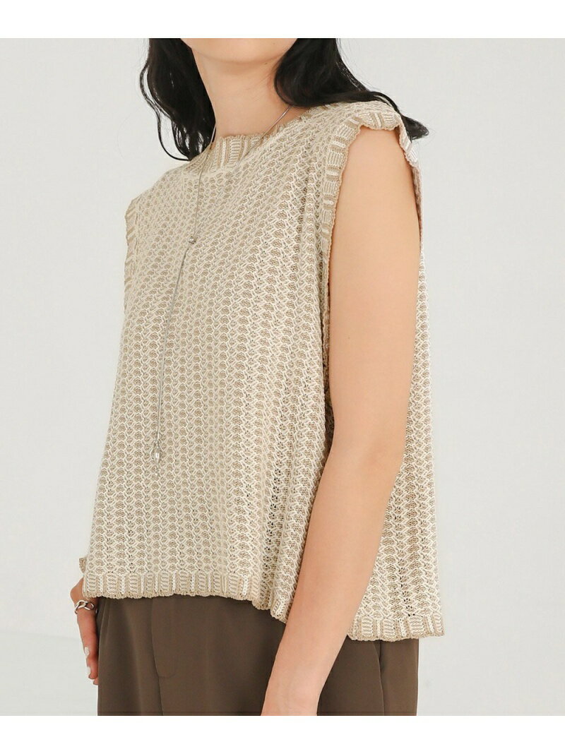 【SALE／55%OFF】配色ジャガードサマーニット Bab バブ / ブージュルード トップス ベスト・ジレ ベージュ グリーン ブラック【RBA_E】[Rakuten Fashion]