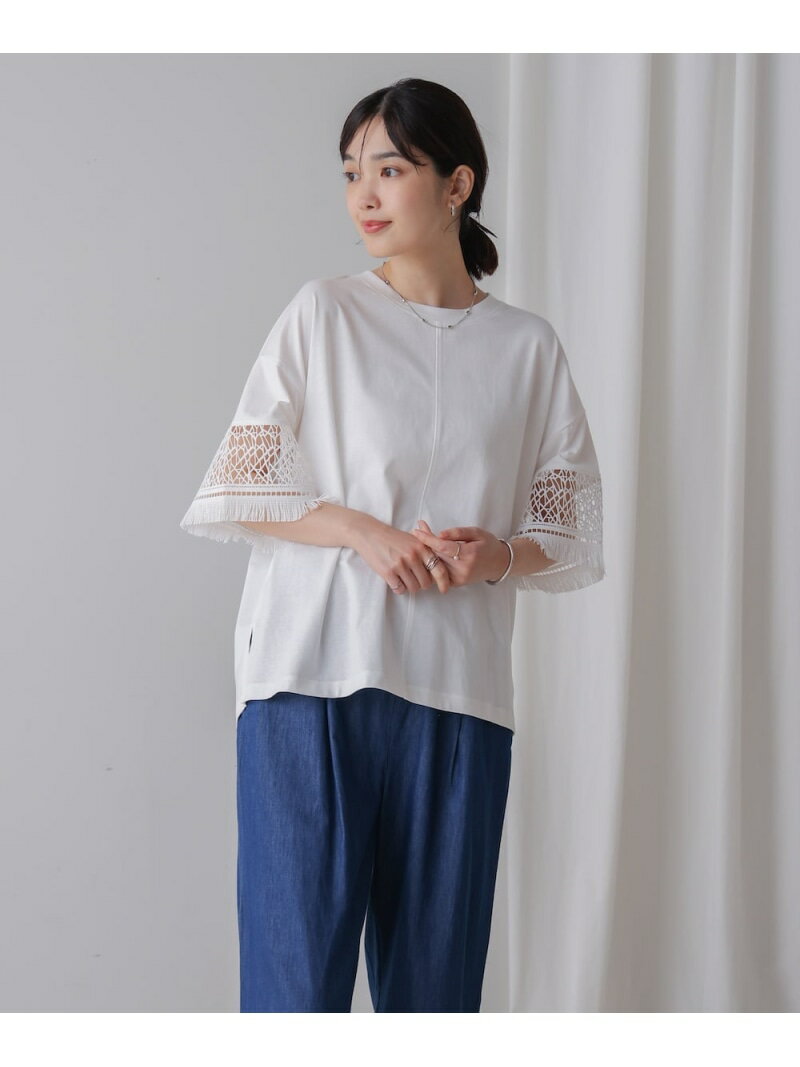 Rakuten - 【SALE／39%OFF】レーススリーブTシャツ Bou Jeloud バブ / ブージュルード トップス カットソー・Tシャツ ブラック ブラウン ホワイト【RBA_E】[Rakuten Fashion]