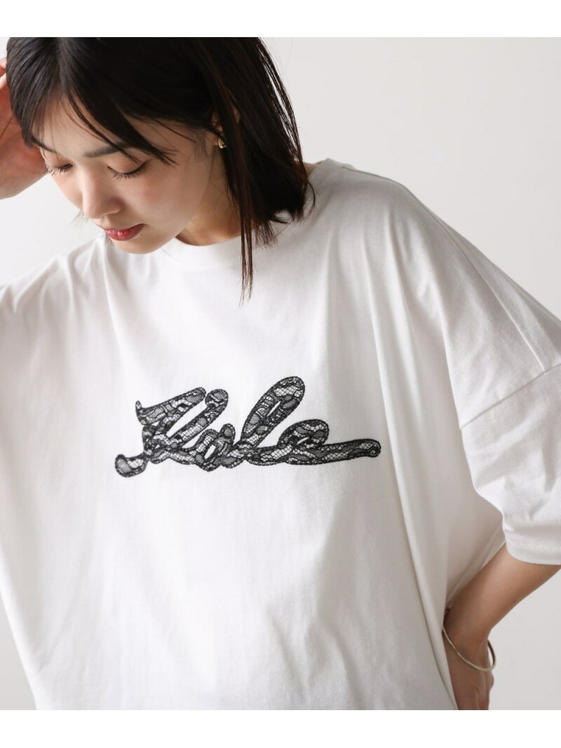 【SALE／40%OFF】レースロゴTee Bou Jeloud バブ / ブージュルード トップス カットソー・Tシャツ ブラック ホワイト【RBA_E】[Rakuten Fashion] linkit-10006615 Bab/Bou Jeloud サンプル画像3