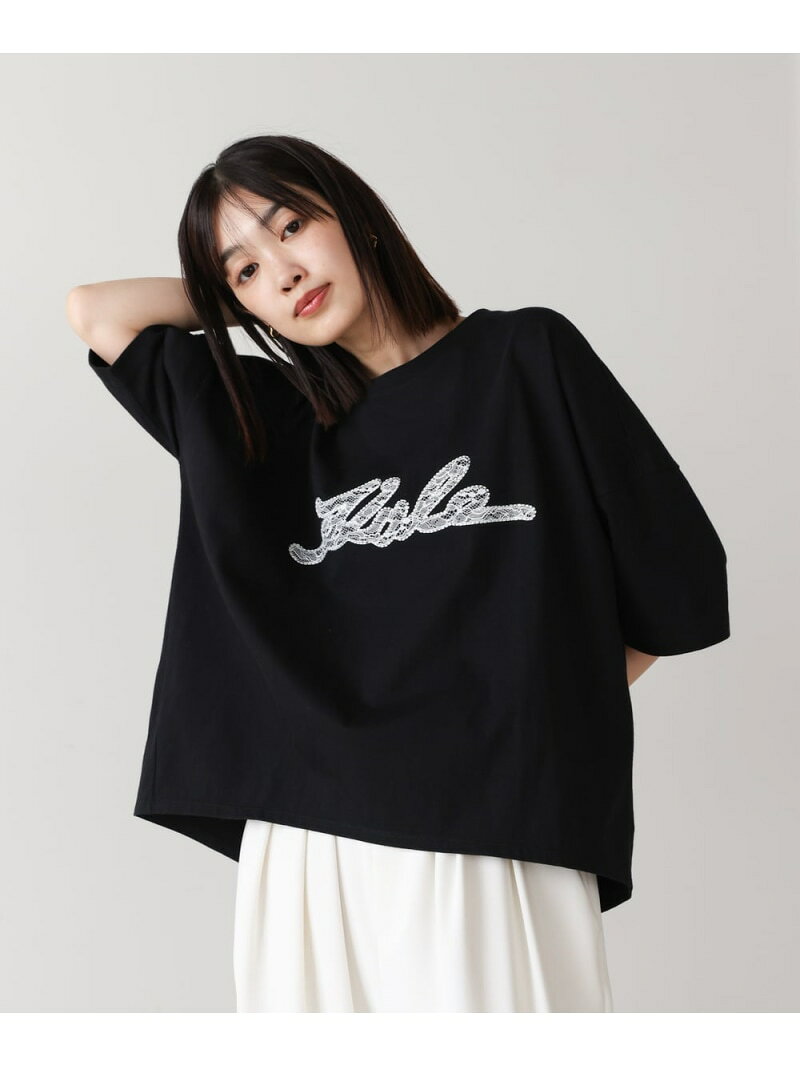 【SALE／40%OFF】レースロゴTee Bou Jeloud バブ / ブージュルード トップス カットソー・Tシャツ ブラック ホワイト【RBA_E】[Rakuten Fashion] linkit-10006615 Bab/Bou Jeloud サンプル画像2