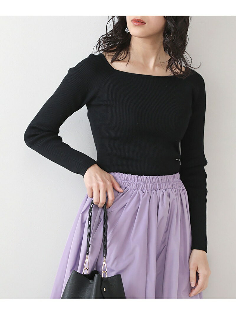 Rakuten - 【SALE／59%OFF】【WEB限定】スクエアネックリブニット Bou Jeloud バブ / ブージュルード トップス ニット ブラック ネイビー グリーン ベージュ【RBA_E】[Rakuten Fashion]