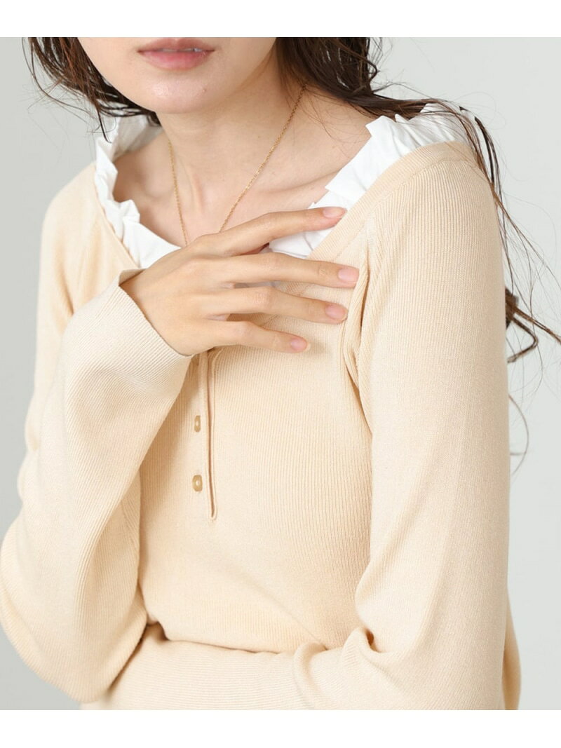 乐天商城 - 【SALE／30%OFF】衿フリルニットトップス Bab バブ / ブージュルード トップス ニット ベージュ ピンク ブラック【RBA_E】[Rakuten Fashion]