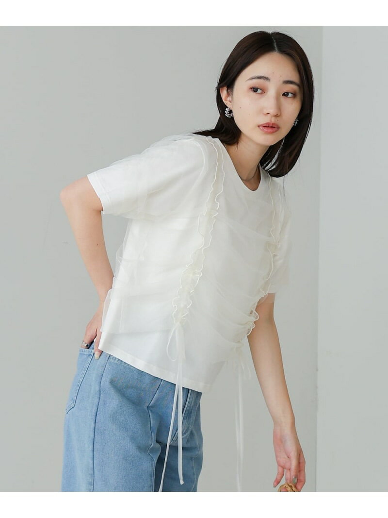 Rakuten - 【SALE／19%OFF】チュールギャザーTシャツ Bab バブ / ブージュルード トップス カットソー・Tシャツ ブラック グレー ホワイト【RBA_E】[Rakuten Fashion]