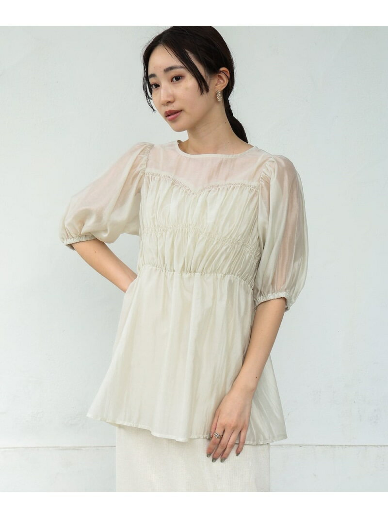 【SALE／40%OFF】ビスチェ風シアーペプラムブラウス Bab バブ / ブージュルード トップス シャツ・ブラウス ホワイト ブルー【RBA_E】[Rakuten Fashion]