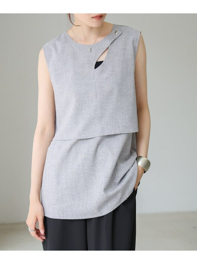 乐天商城 - 【SALE／30%OFF】レイヤード風ノースリーブブラウス Bab バブ / ブージュルード トップス シャツ・ブラウス ベージュ グレー【RBA_E】【送料無料】[Rakuten Fashion]