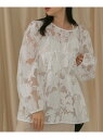 【SALE/30%OFF】シアーフラワーボリュームスリーブブラウス Bab バブ / ブージュルード トップス その他のトップス ホワイト グリーン【RBA_E...