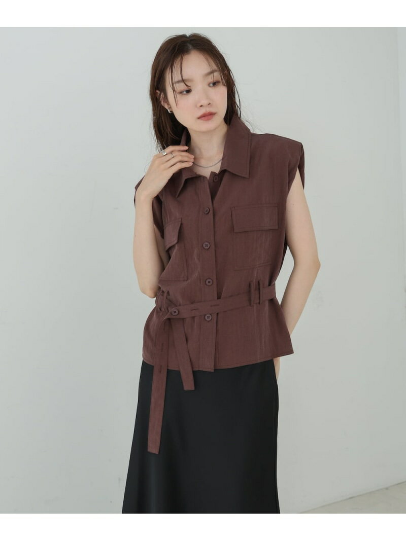 Rakuten - 【SALE／19%OFF】肩パット入りベストトップス Bab バブ / ブージュルード トップス ベスト・ジレ ブラック ブラウン【RBA_E】【送料無料】[Rakuten Fashion]