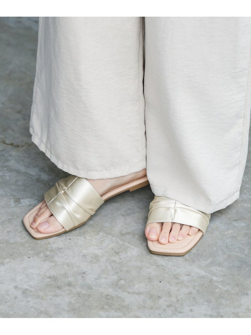 Rakuten - 【SALE／19%OFF】サテンギャザーフラットサンダル Bab バブ / ブージュルード シューズ・靴 サンダル シルバー グリーン ブラック ベージュ【RBA_E】【送料無料】[Rakuten Fashion]