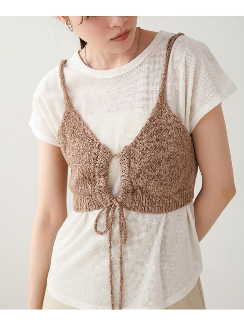 【SALE／40%OFF】ドロスト付きビスチェ Bab バブ / ブージュルード トップス ベスト・ジレ ブラウン グリーン ホワイト【RBA_E】[Rakuten Fashion] linkit-10007595 Bab/Bou Jeloud サンプル画像2