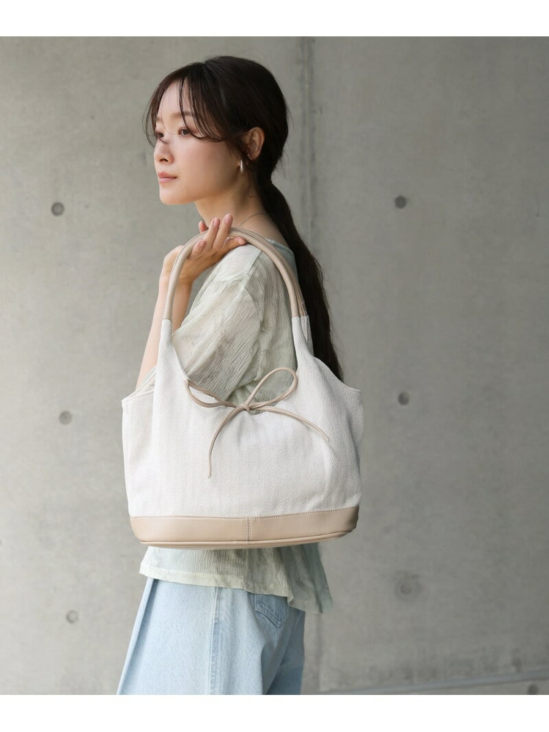 乐天商城 - 【SALE／40%OFF】異素材リボントートバッグ Bab バブ / ブージュルード バッグ トートバッグ ブラウン ブラック ベージュ【RBA_E】[Rakuten Fashion]