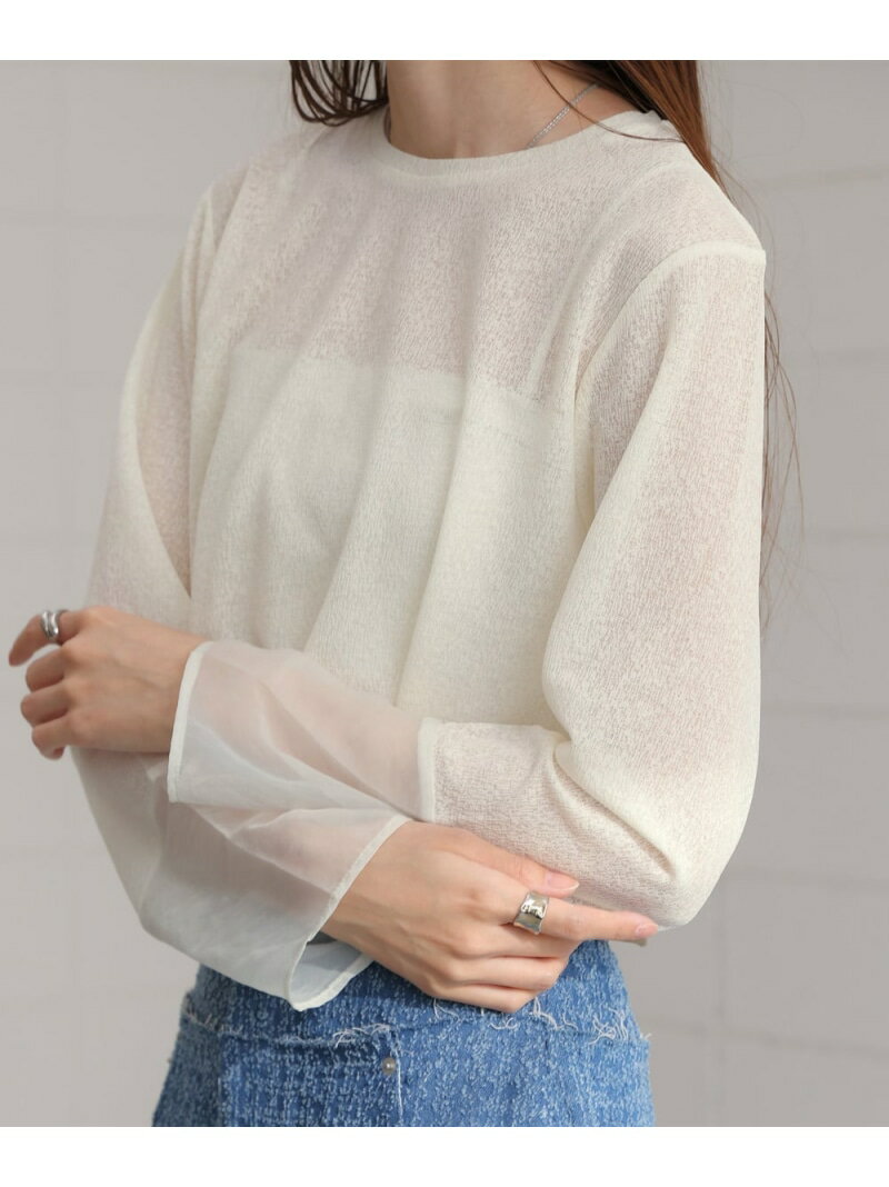 【SALE／10%OFF】袖シアーベーシックカットソー Bab バブ / ブージュルード トップス カットソー・Tシャツ イエロー ベージュ ホワイト ブラック【RBA_E】[Rakuten Fashion]のサムネイル