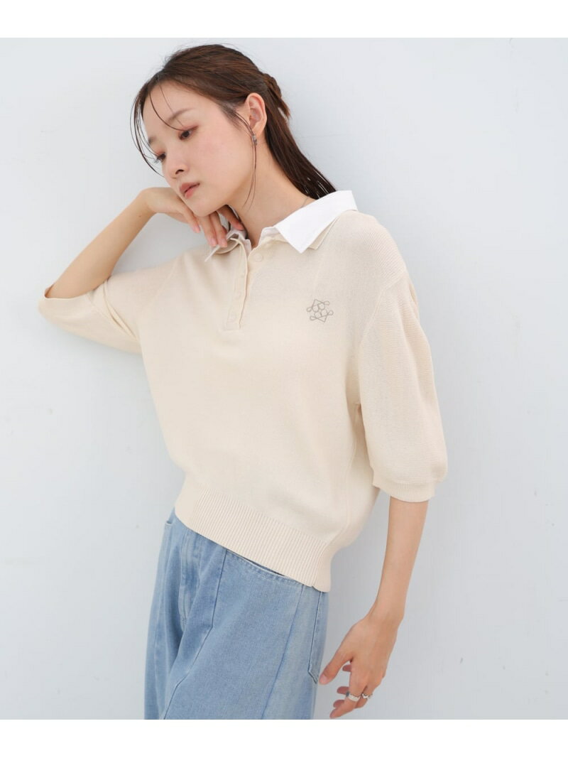 ダブルカラー衿付きポロニット Bab バブ / ブージュルード トップス ニット ブラック ベージュ ホワイト【送料無料】[Rakuten Fashion]のサムネイル