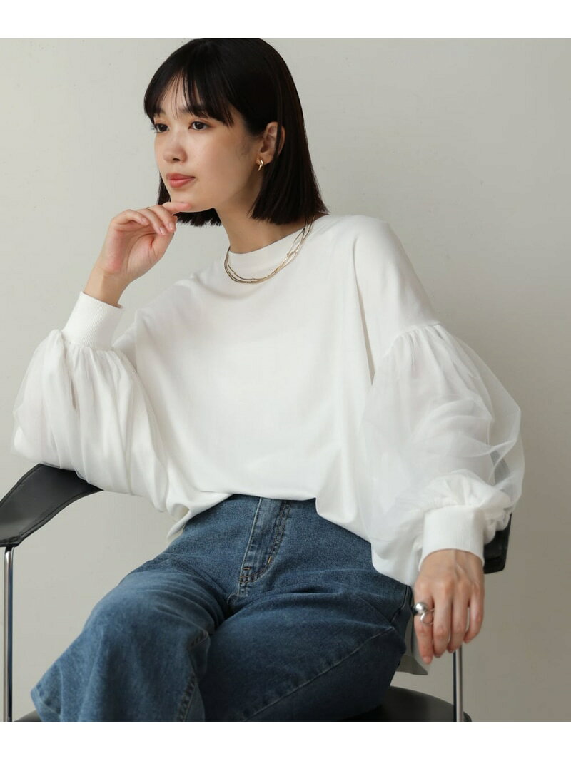 Rakuten - 【SALE／50%OFF】袖チュールプルオーバー Bou Jeloud バブ / ブージュルード トップス カットソー・Tシャツ ブラック ホワイト【RBA_E】[Rakuten Fashion]