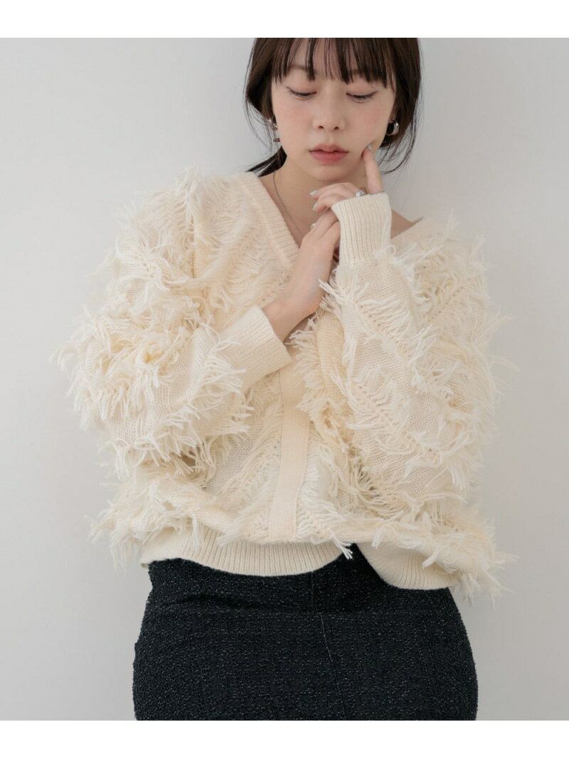 乐天商城 - 【SALE／40%OFF】前後2WAYシャギーニットトップス Bab バブ / ブージュルード トップス ニット グリーン ホワイト【RBA_E】[Rakuten Fashion]