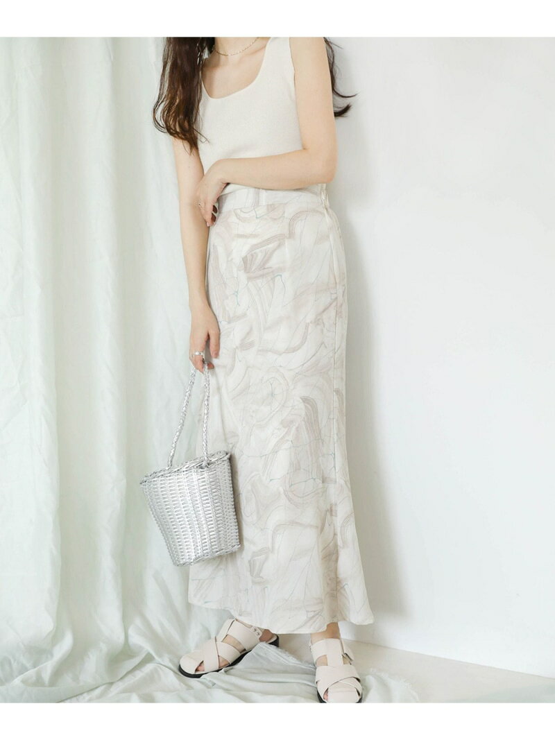 【SALE／50%OFF】ニュアンスマーブルスカート Bab バブ / ブージュルード スカート ロング・マキシスカート グリーン ベージュ【RBA_E】[Rakuten Fashion] linkit-10003448 Bab/Bou Jeloud サンプル画像3