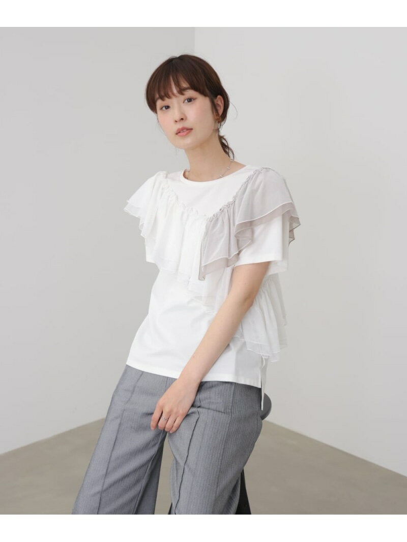 Rakuten - 半袖フリルカットソー Bou Jeloud バブ / ブージュルード トップス カットソー・Tシャツ ホワイト ブラウン ブラック【先行予約】*【送料無料】[Rakuten Fashion]