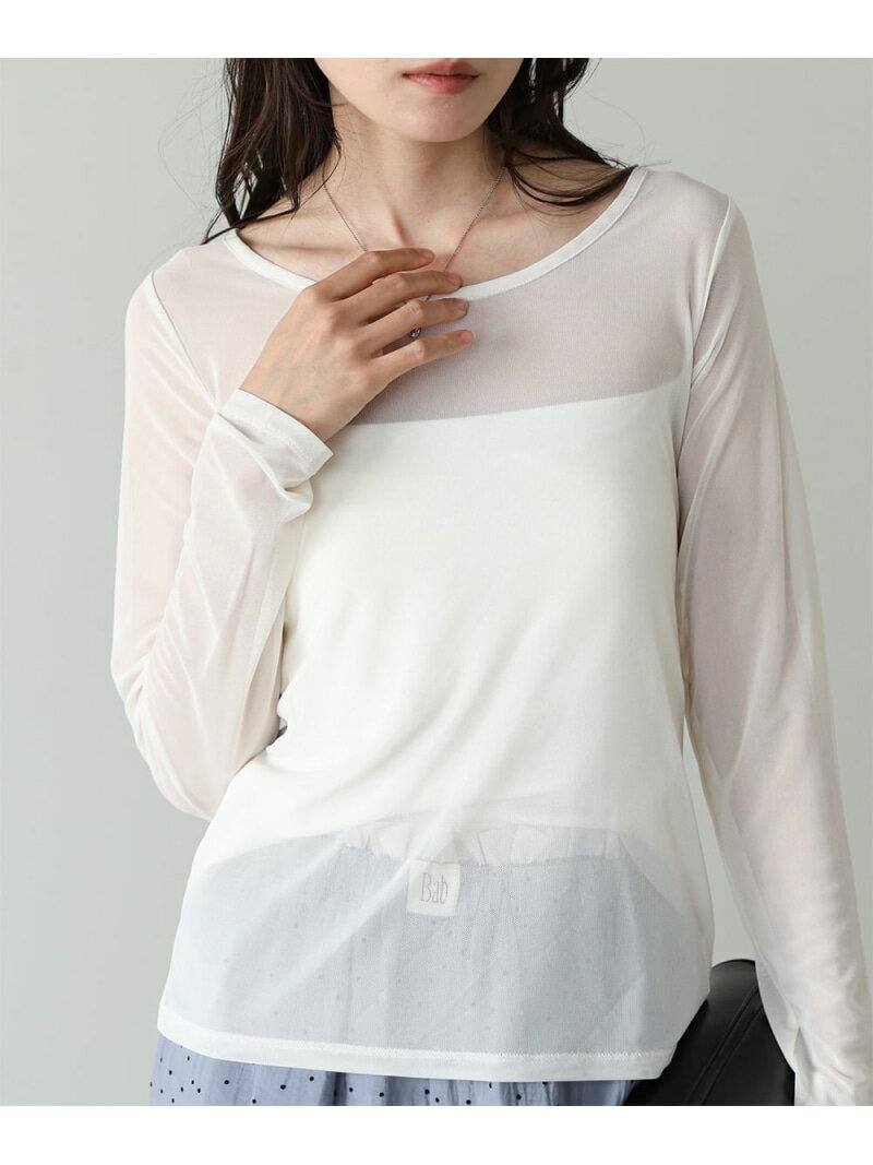 Rakuten - インナー付きシアーカットソー Bab バブ / ブージュルード トップス カットソー・Tシャツ ホワイト ピンク ブラック【先行予約】*【送料無料】[Rakuten Fashion]