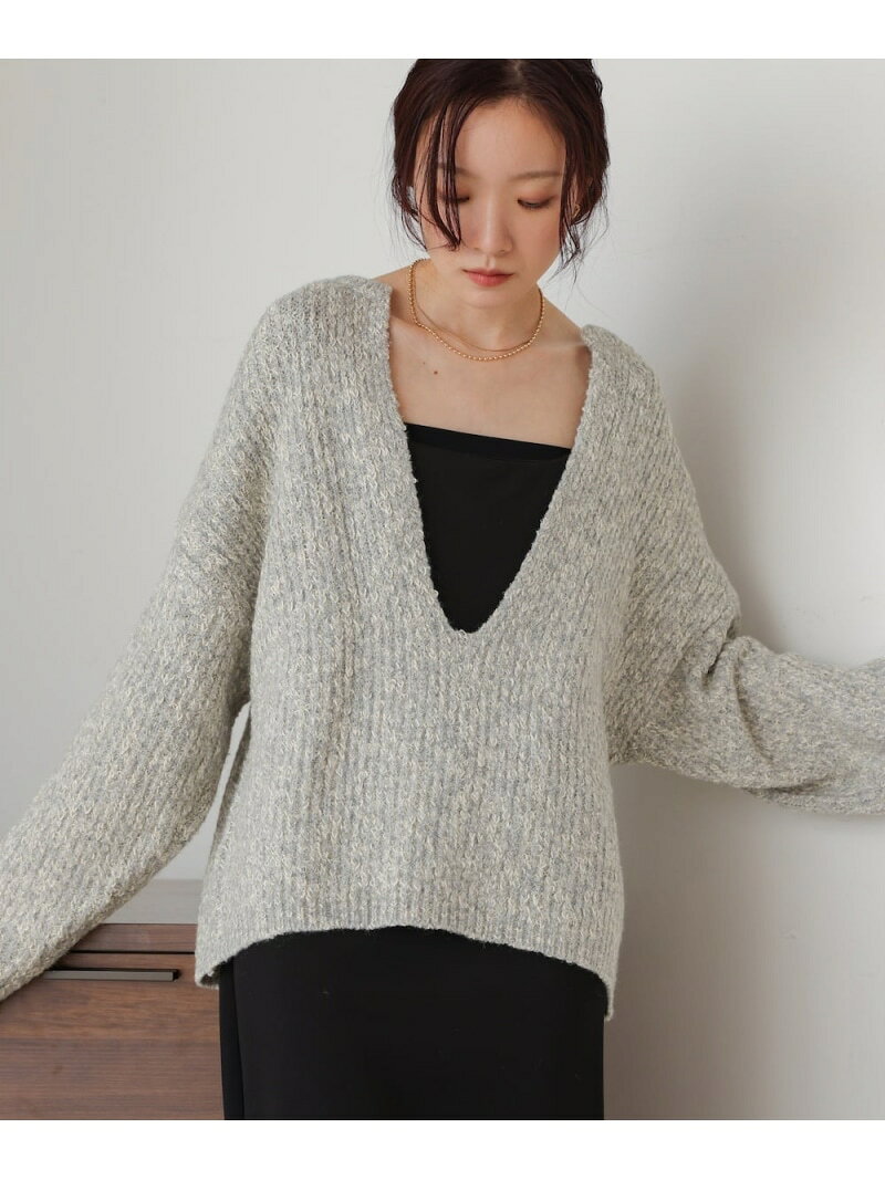 乐天商城 - 【SALE／40%OFF】ラメMIXヤーン深キーネックニット Bab バブ / ブージュルード トップス ニット ブラウン グレー イエロー【RBA_E】[Rakuten Fashion]