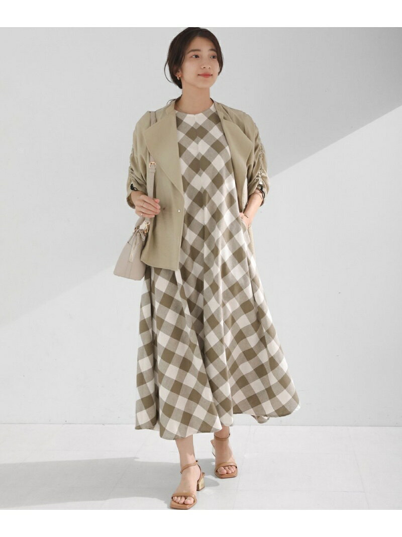 Rakuten - 【SALE／50%OFF】リネンチェックフレアマキシワンピース Bou Jeloud バブ / ブージュルード ワンピース・ドレス ワンピース ブラック ベージュ【RBA_E】【送料無料】[Rakuten Fashion]