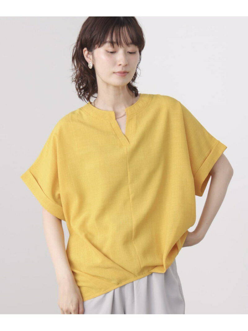 乐天商城 - 麻ライクキーネックプルオーバー Bou Jeloud バブ / ブージュルード トップス カットソー・Tシャツ イエロー レッド ブルー ブラック[Rakuten Fashion]
