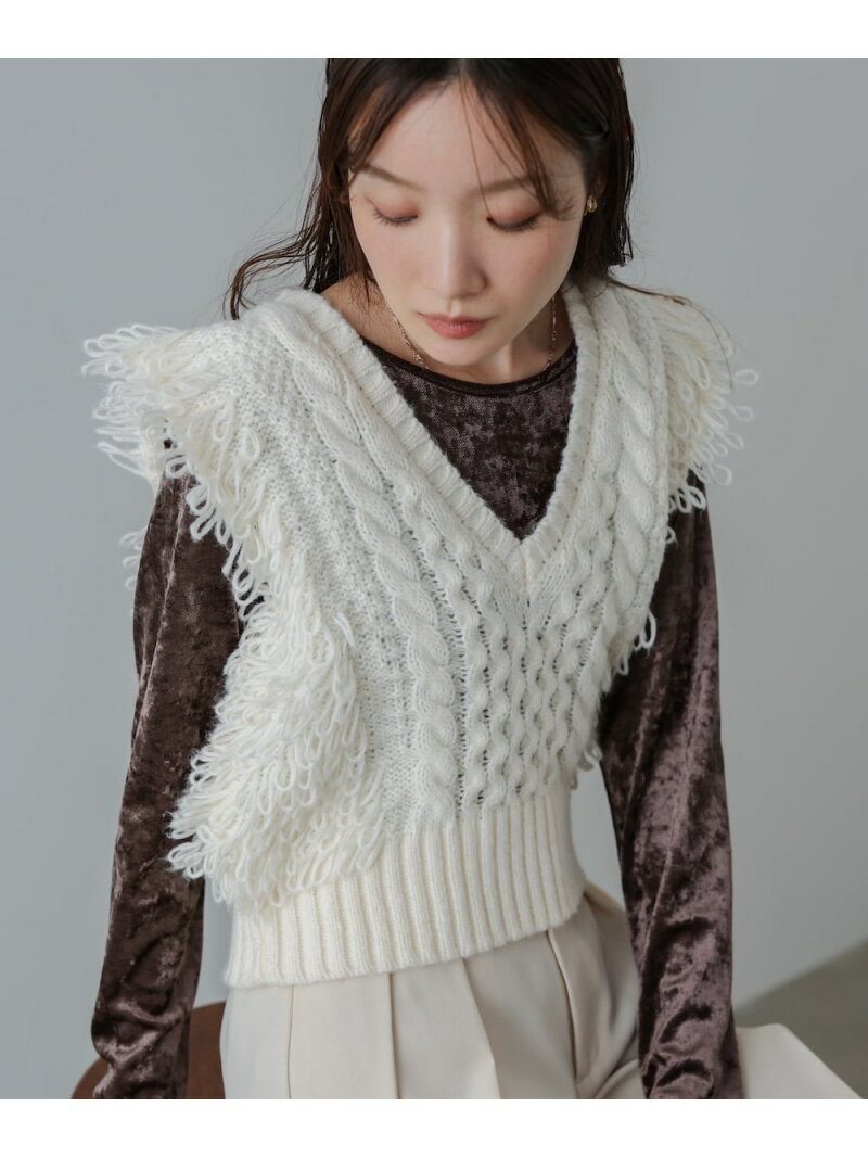 Rakuten - 【SALE／29%OFF】フリンジバルキーニットベスト Bab バブ / ブージュルード トップス ベスト・ジレ ブラウン ホワイト【RBA_E】【送料無料】[Rakuten Fashion]