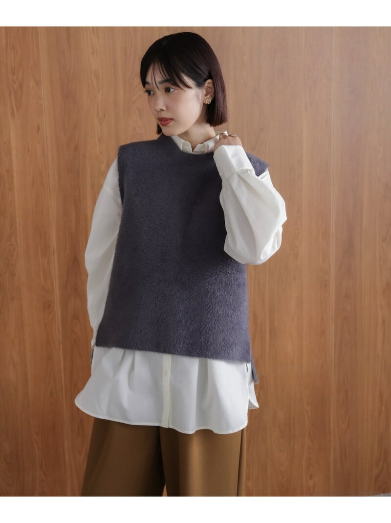Rakuten - 【SALE／29%OFF】ダブルフェイスフェザースリットベスト Bou Jeloud バブ / ブージュルード トップス ベスト・ジレ グレー ブラウン【RBA_E】【送料無料】[Rakuten Fashion]