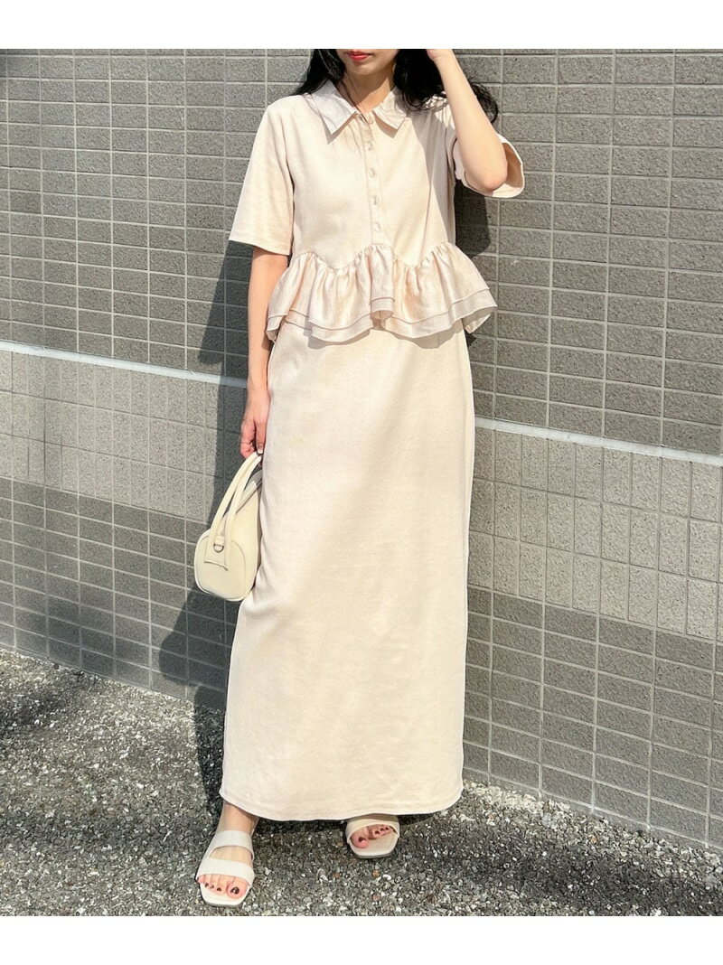 【SALE／10%OFF】【低身長向けサイズあり】ウエストフリル衿付カットワンピース Bab バブ / ブージュルード ワンピース・ドレス ワンピース ベージュ ブラック【RBA_E】【先行予約】*【送料無料】[Rakuten Fashion]