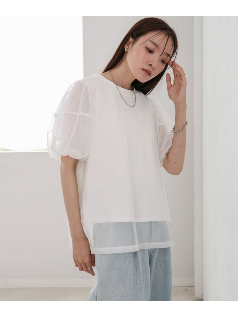 乐天商城 - 【SALE／40%OFF】チュールレイヤードTシャツ Bab バブ / ブージュルード トップス カットソー・Tシャツ ホワイト ブラック【RBA_E】[Rakuten Fashion]