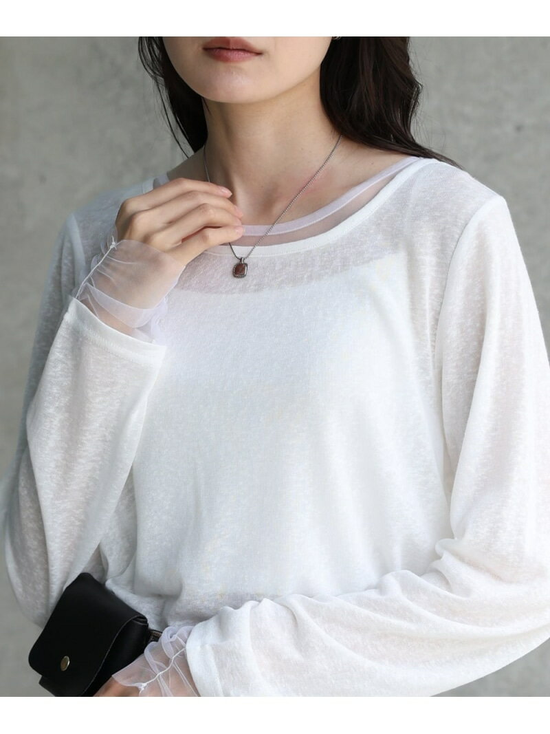 Rakuten - 【SALE／10%OFF】チュールレイヤード風カットソー Bab バブ / ブージュルード トップス カットソー・Tシャツ グレー ベージュ ホワイト【RBA_E】【先行予約】*[Rakuten Fashion]