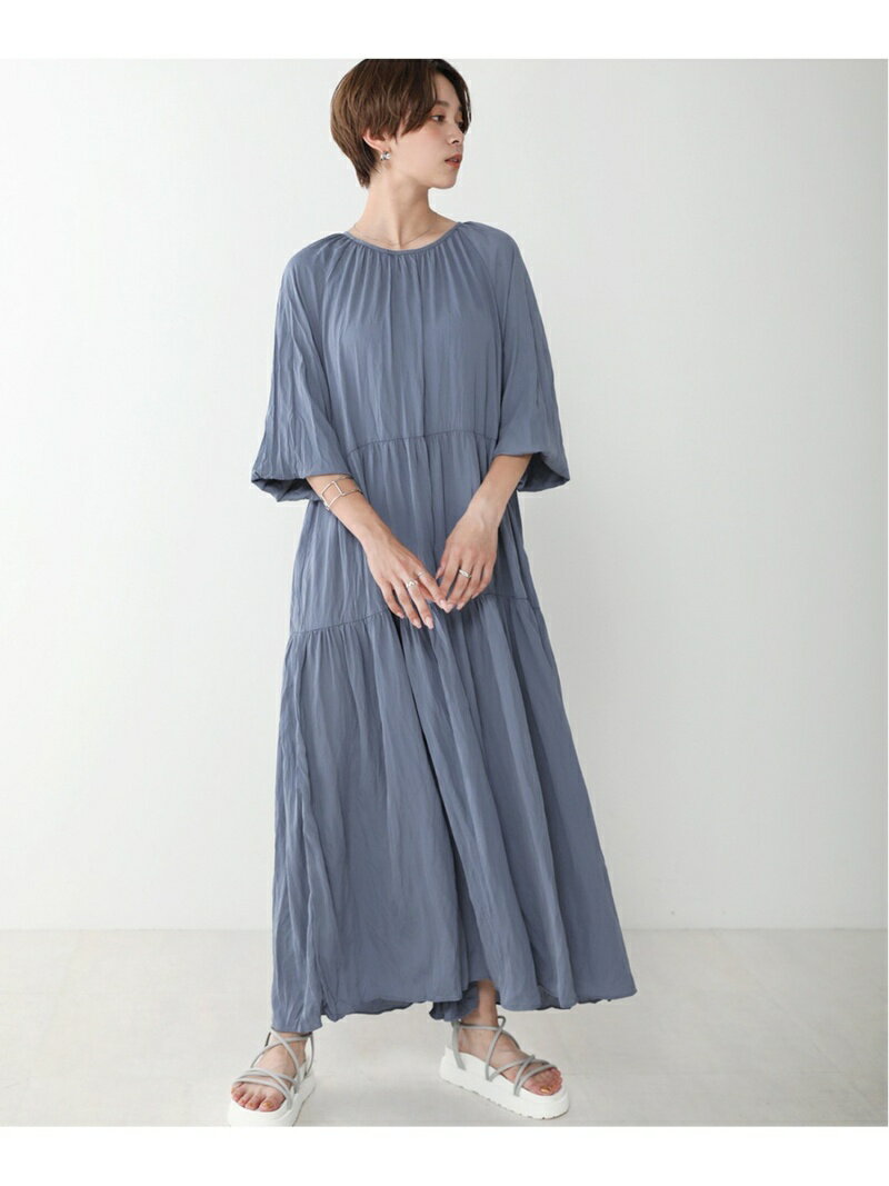 【SALE／38%OFF】【WEB限定】イージーケア◆ワッシャーワンピース Bou Jeloud バブ / ブージュルード ワンピース・ドレス ワンピース ブルー ブラウン イエロー ブラック ベージュ【RBA_E】[Rakuten Fashion]のサムネイル