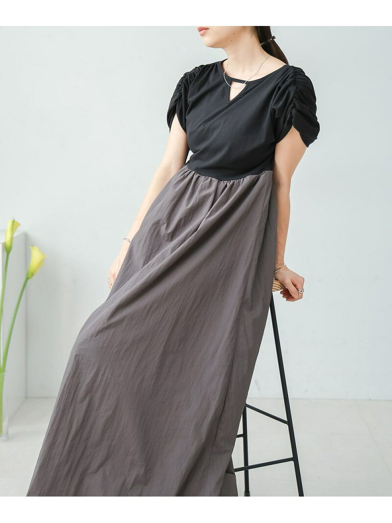 【SALE／50%OFF】前後2WAYギャザーバルーンワンピース Bab バブ / ブージュルード ワンピース・ドレス ワンピース ブラック グレー ベージュ【RBA_E】[Rakuten Fashion] linkit-10004317 Bab/Bou Jeloud サンプル画像3
