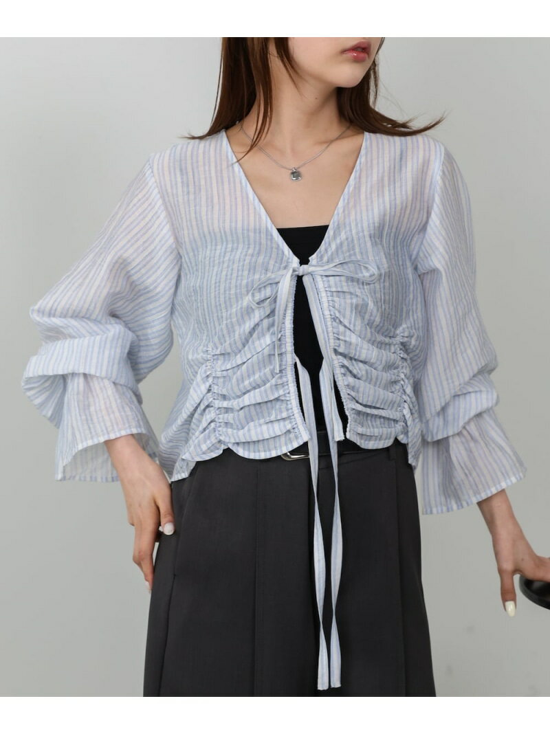 乐天商城 - 【SALE／50%OFF】ギャザーキャンディースリーブブラウス Bab バブ / ブージュルード トップス シャツ・ブラウス ホワイト ブラック【RBA_E】[Rakuten Fashion]