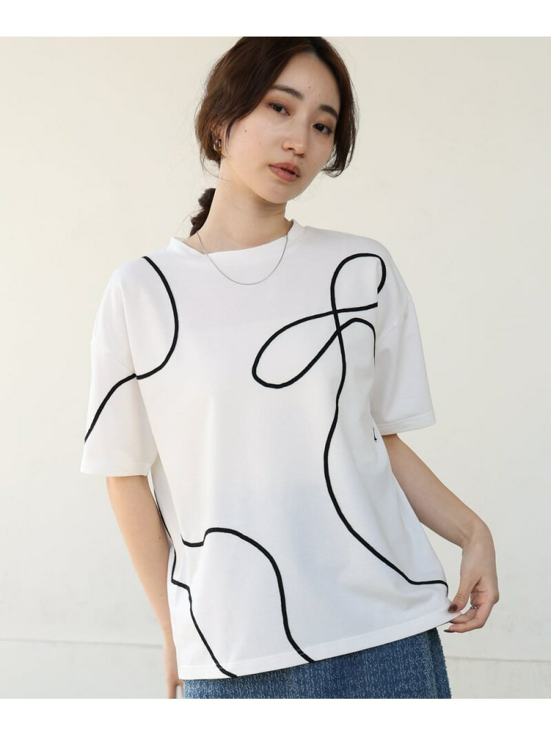 Rakuten - 【SALE／30%OFF】コード刺繍使いTシャツ Bab バブ / ブージュルード トップス カットソー・Tシャツ グリーン ホワイト【RBA_E】[Rakuten Fashion]